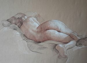 Modèle vivant 8 : pierre noire, sanguine et crayon blanc