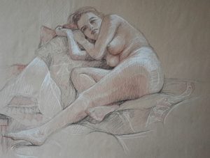 Modèle vivant 10 : pierre noire, sanguine et crayon blanc