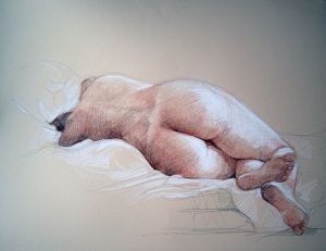 Modèle vivant 21 : pierre noire, sanguine et crayon blanc