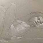 Modèle vivant 57 : pierre noire et crayon blanc