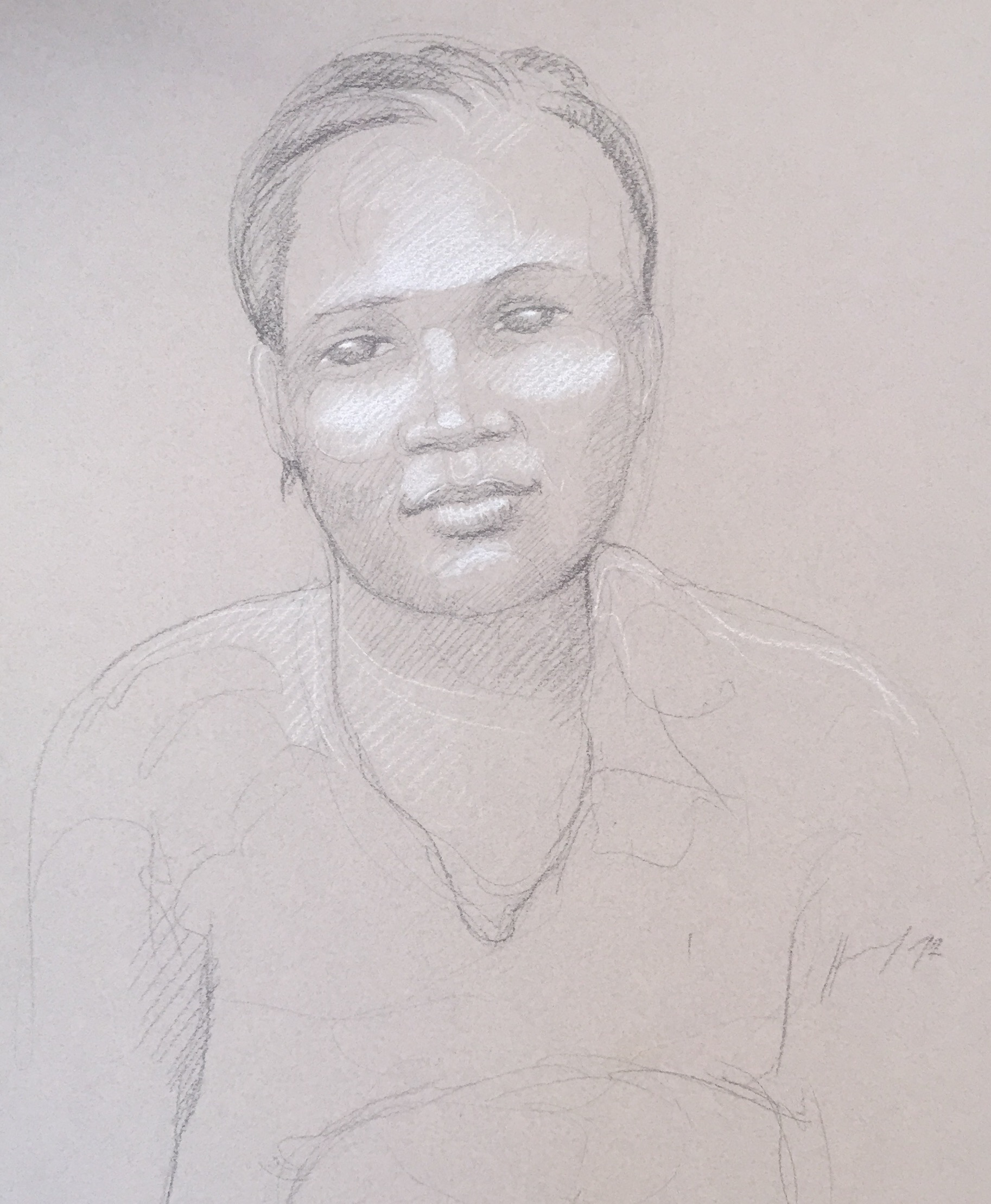 Portrait 11 : Bamako Mali pierre noire et crayon blanc