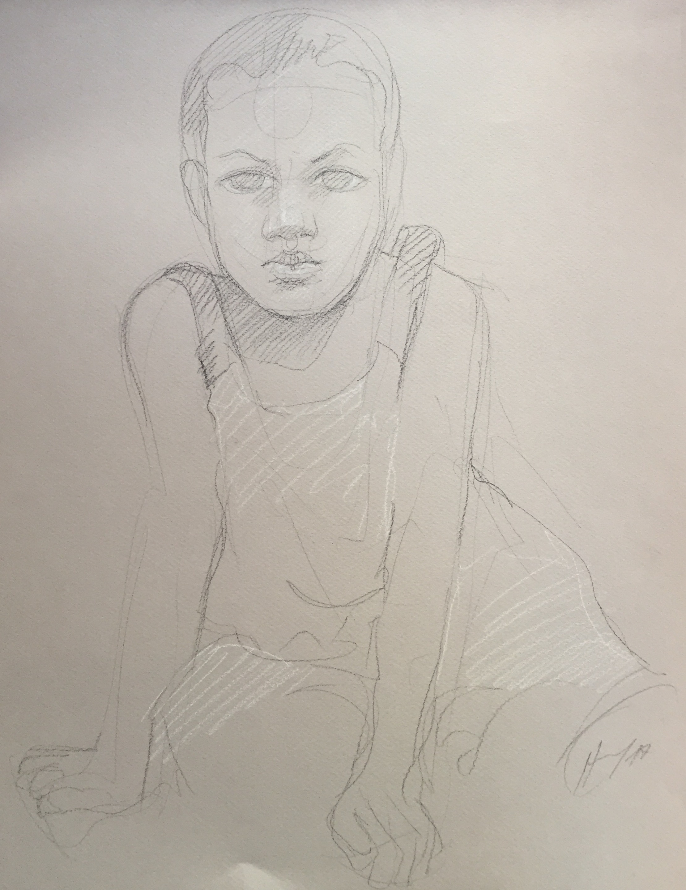 Portrait 4 : Bamako Mali pierre noire et crayon blanc