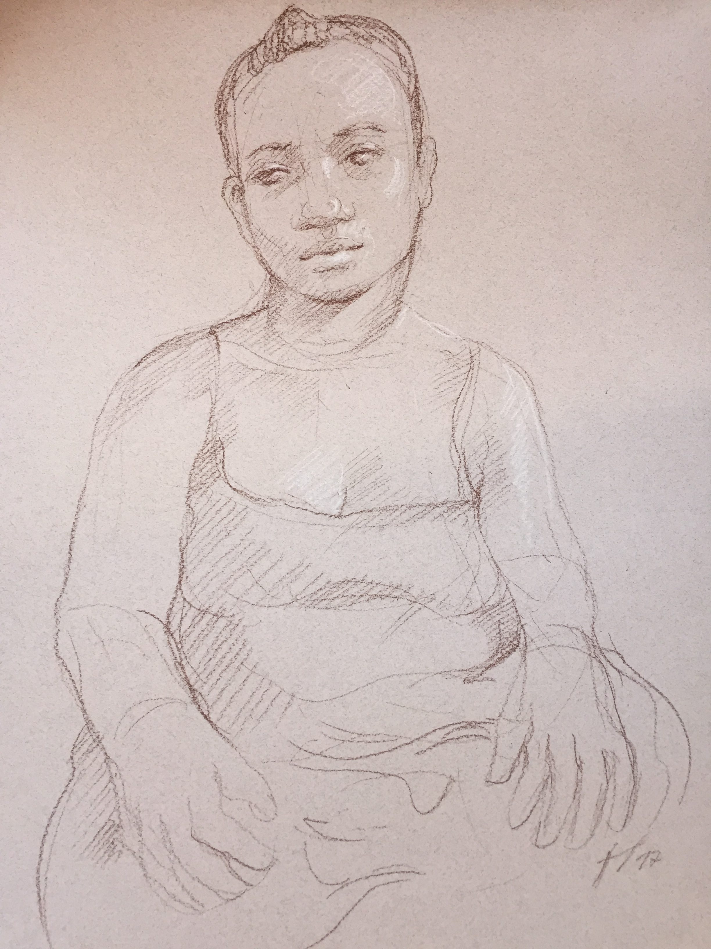 Portrait 2 : Bamako Mali sépia et crayon blanc