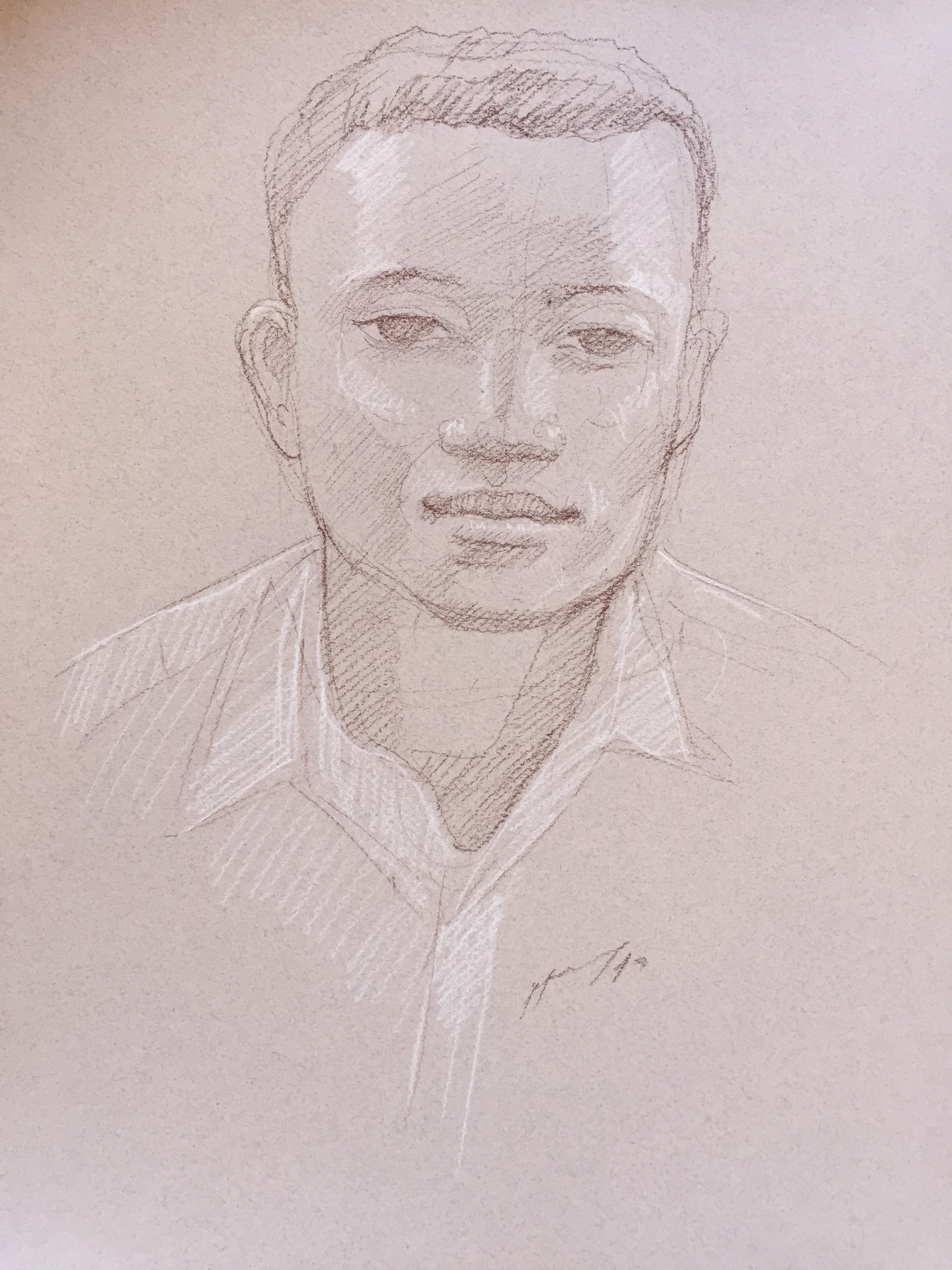 Portrait 3 : Bamako Mali sépia et crayon blanc