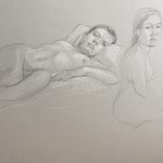 Modèle vivant 72 : pierre noire et crayon blanc