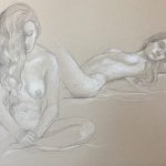 Modèle vivant 71 : pierre noire et crayon blanc