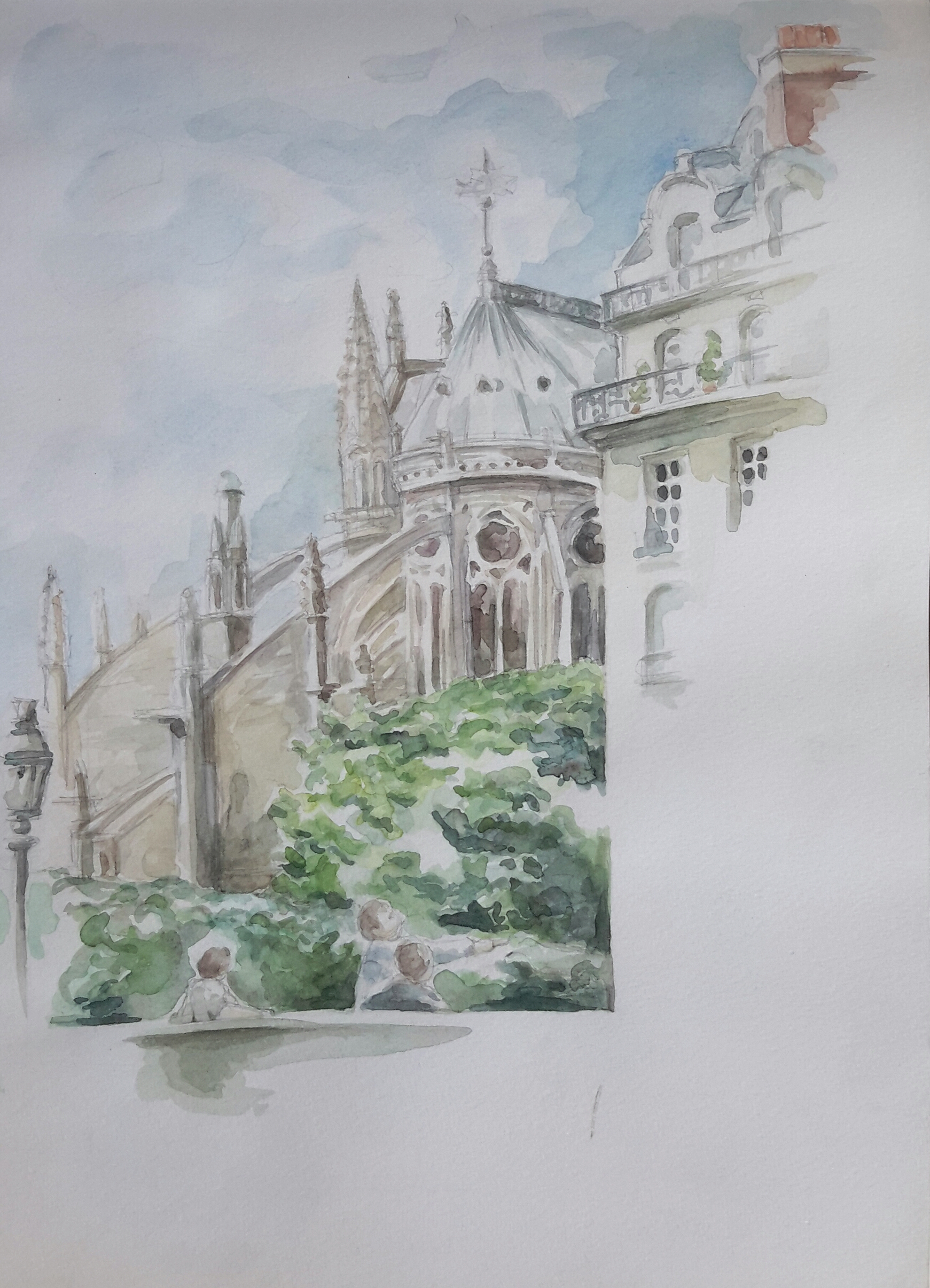 Paris Notre-Dame : aquarelle