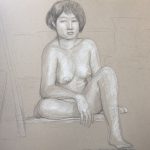 Modèle vivant 88 : pierre noire et crayon blanc