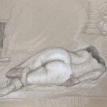 Modèle vivant 16 : pierre noire et crayon blanc