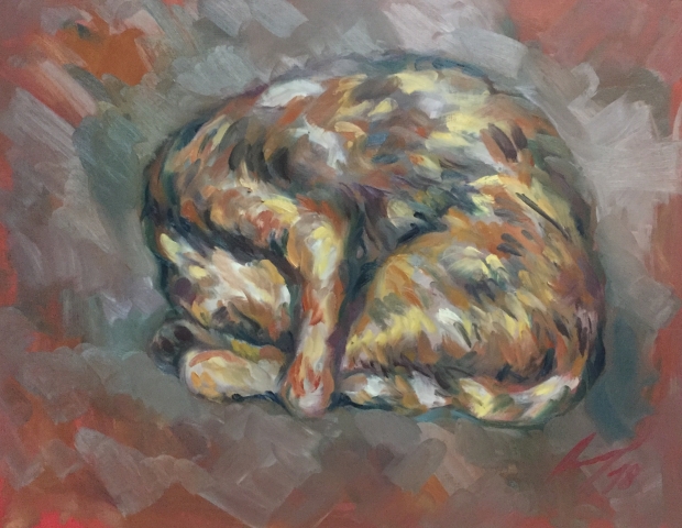 Le chat (2) peinture à l'huile