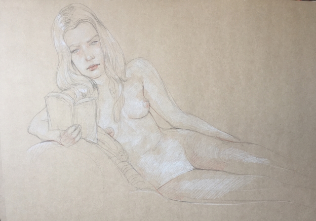 Modèle vivant 68 : pierre noire, sanguine et crayon blanc
