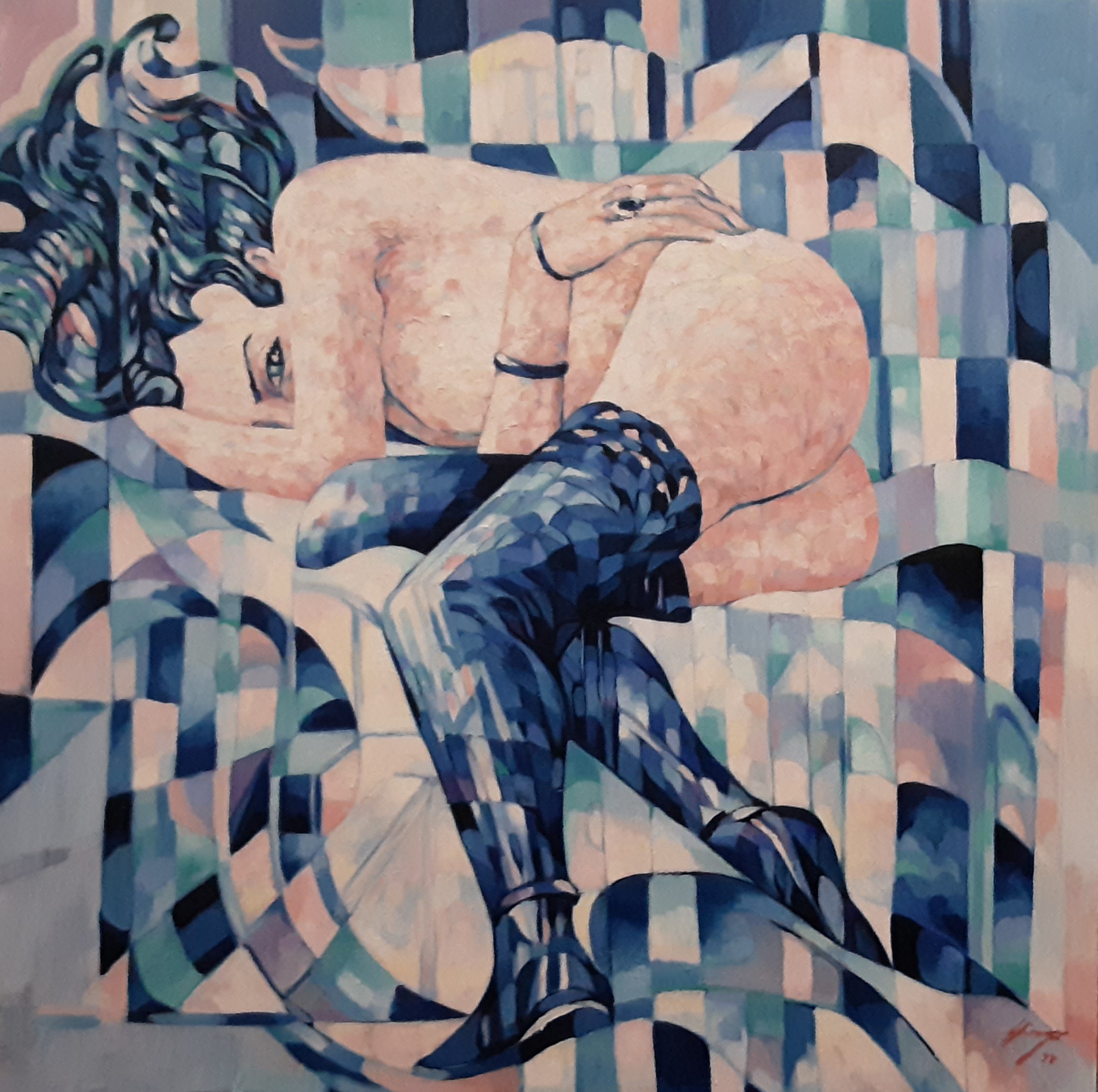 Chanson d’après-midi Peinture à l’huile sur toile 90x90cm 2022