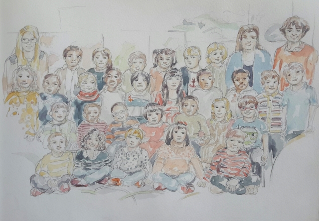 Charlie 3 classe : illustration aquarelle