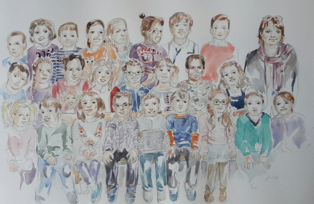 Charlie 5 classe : illustration aquarelle