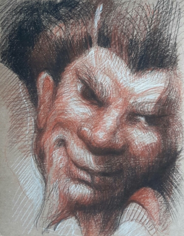 La félicité de la régence : pierre noire, sanguine et crayon blanc 