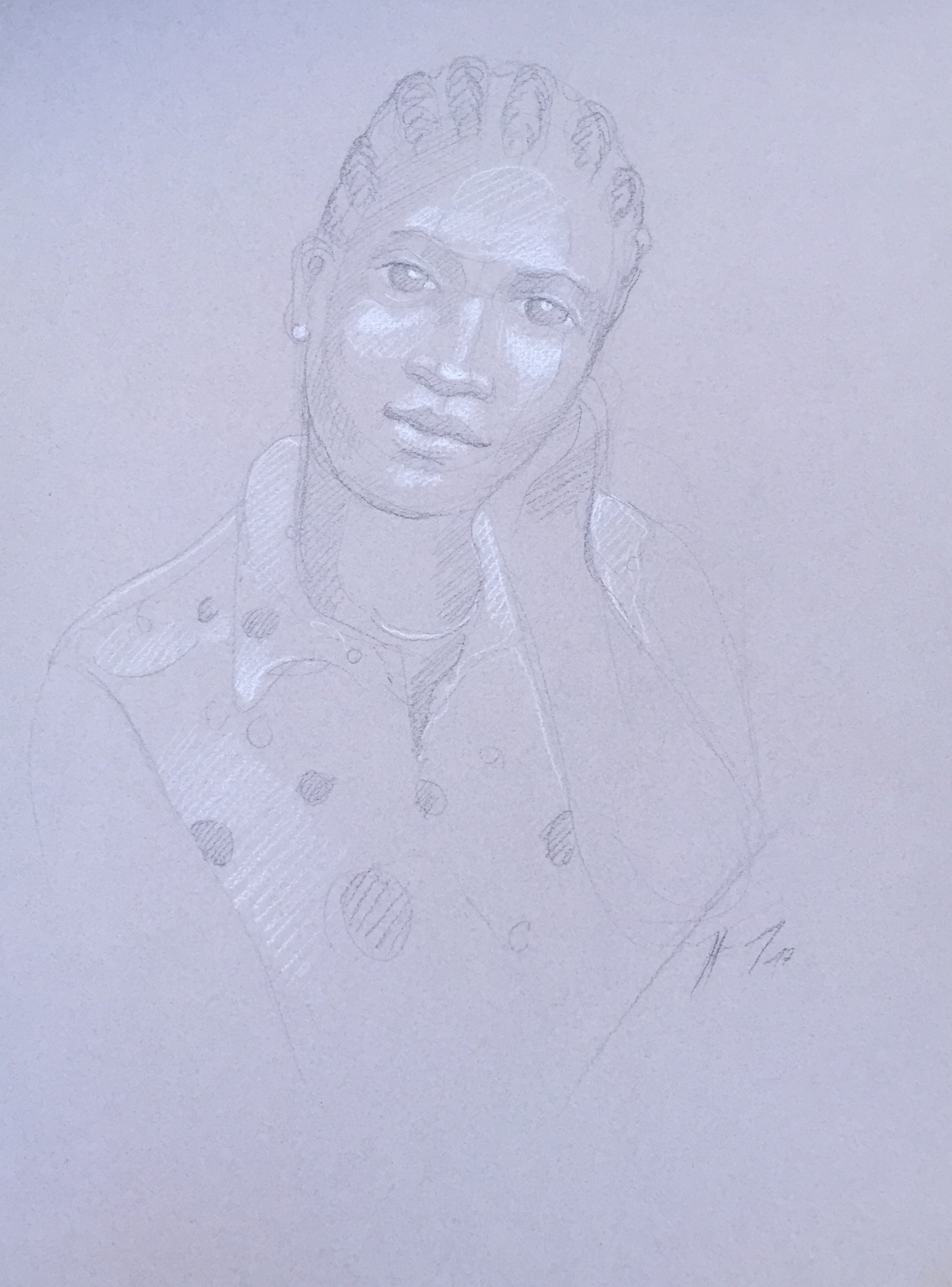 Portrait 10 : Bamako Mali pierre noire et crayon blanc
