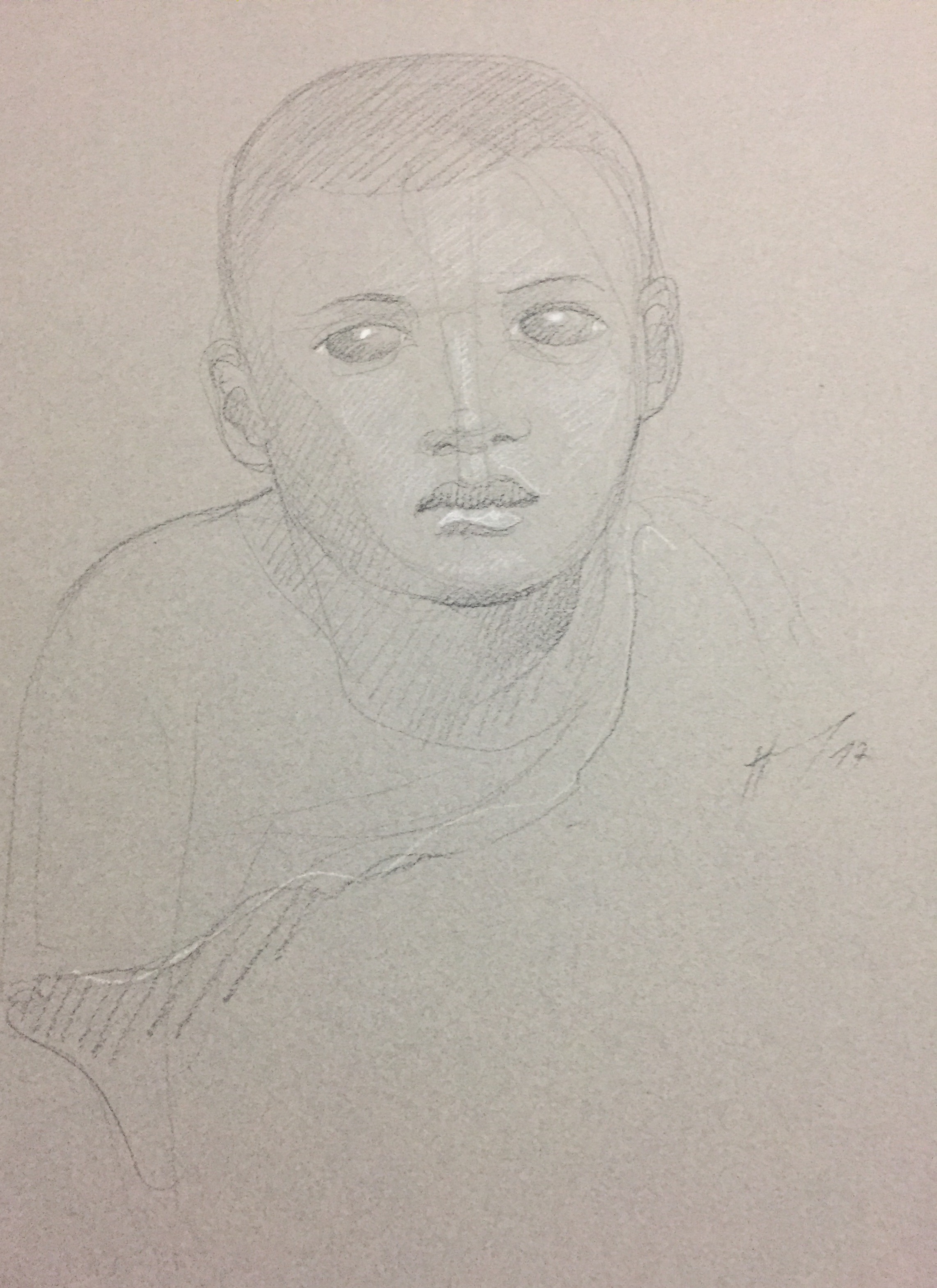 Portrait 16 : Bamako Mali pierre noire et crayon blanc