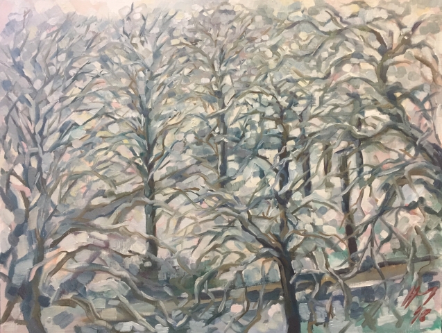 Parc Montsouris hiver 2 : peinture à l'huile