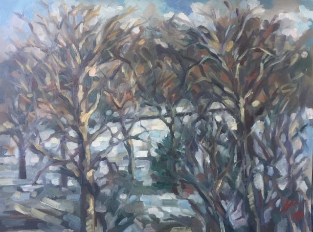 Parc Montsouris hiver 8 : peinture à l'huile