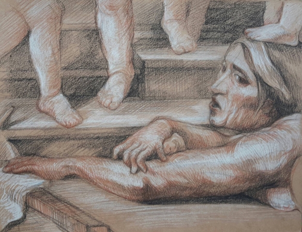 La félicité de la régence : pierre noire, sanguine et crayon blanc