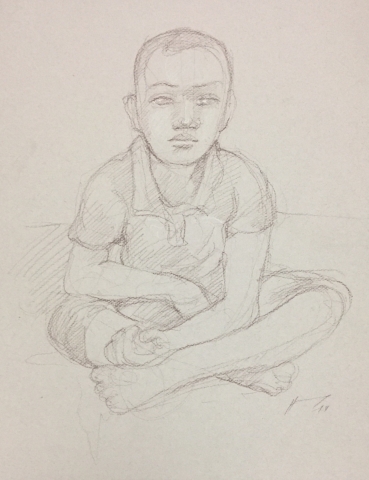 Portrait 3 : Bamako Mali sépia et crayon blanc