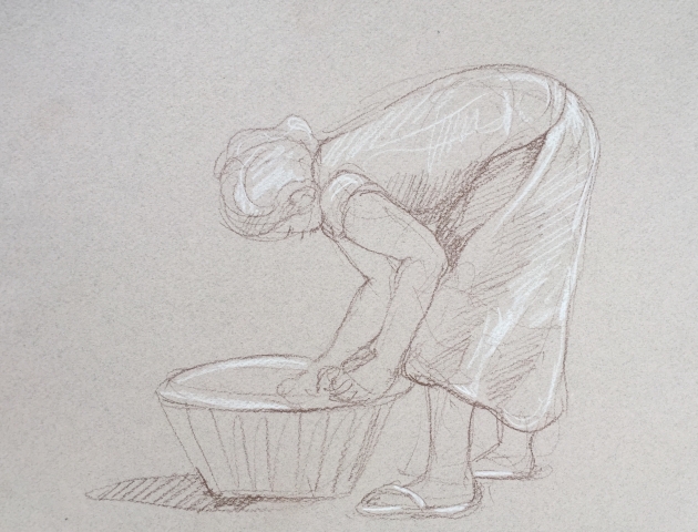 Portrait 3 : Bamako Mali sépia et crayon blanc