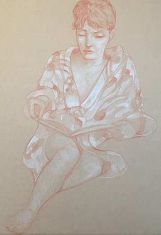 Modèle vivant 5 : sanguine et crayon blanc