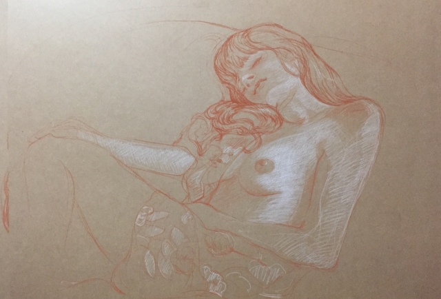 Modèle vivant 8 : sanguine et crayon blanc